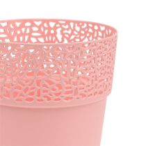 Decorative pot plastic pink Ø13cm H13.5cm 1p