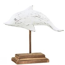 Product Dolphin decoration Albasia maritime wooden decoration white 28×6.5×26cm