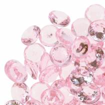 Decorative stones diamond acrylic light pink Ø1.2cm 175g for birthday decoration