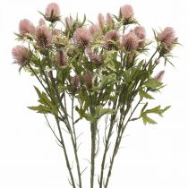 Thistle Artificial Stalk Flower Pink 10 Flower Heads 68cm 3pcs