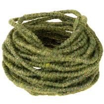 Product Green wool cord with gold thread, 5m x 5mm with wire, for decoration and crafting