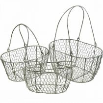 Wire basket, Easter basket, decorative basket metal L32/28.5/25cm set of 3