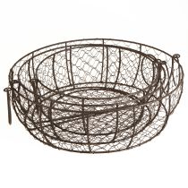 Product Wire Basket Bowl with Handle Brown Ø35/30/25cm Set of 3