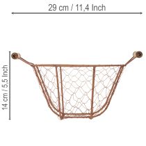 Product Vintage round wire basket with wooden handles, metal basket, rust finish, Ø22cm