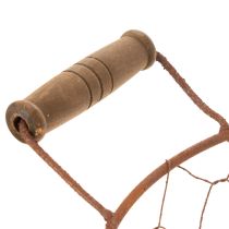 Product Vintage round wire basket with wooden handles, metal basket, rust finish, Ø22cm