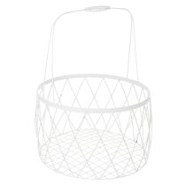 Product Wire basket with handle, white metal, Ø25/30/35cm, set of 3