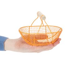 Product Wire basket with wooden handle. Handy design. Ideal for spring decorations, home and office. 17cm, 6 pieces.