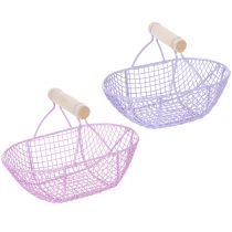 Product Wire basket with wooden handle, ideal for modern living and stylish decoration, 17cm, 6 pieces