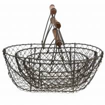 Product Wire basket with handle brown metal 20/25 / 30cm set of 3