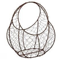 Product Wire Basket Rust Metal Basket with Handle 22.5x11.5x26.5cm