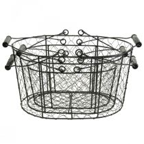 Product Wire basket with handles black metal 35/31/27cm set of 3