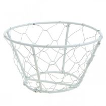 Product Mesh basket, wire basket, metal decoration Shabby Chic White Ø12cm H7cm
