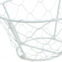 Mesh basket, wire basket, metal decoration shabby chic white Ø12cm H7cm