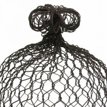 Product Decorative bell made of metal, climbing aid, wire hood brown, patina H50/41cm Ø30/25cm, set of 2