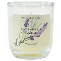 Scented candle in a glass lavender chamomile cream Ø7.5cm H8.5cm