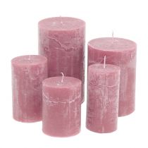 Colored candles antique pink different sizes