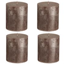Product Solid-colored brown pillar candles, copper metallic, 70×80mm, set of 4 – decorative candles for style and warmth