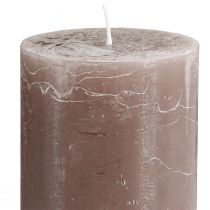 Product Large brown pillar candles 70×120mm 4-pack – Elegant cylinder candles in smoky brown, dyed throughout for decoration and coziness