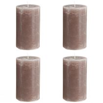 Product Large brown pillar candles 70×120mm 4-pack – Elegant cylinder candles in smoky brown, dyed throughout for decoration and coziness