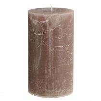Product Solid-colored brown pillar candles, 85 x 150 mm, set of 2 – Decorative candles for a cozy atmosphere and festive occasions