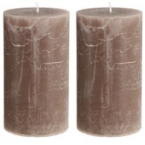 Product Solid-colored brown pillar candles, 85 x 150 mm, set of 2 – Decorative candles for a cozy atmosphere and festive occasions