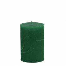 Product Premium pillar candles, dark green, 70x100mm, set of 4, long burning time
