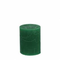 Product Premium pillar candles, dark green, 70x80mm, set of 4, colored throughout