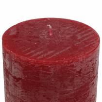 Product Solid-color pillar candles, dark red, 70x100mm (set of 4) – Long-burning premium candles