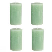 Product Jade Green Pillar Candles, Dyed Through, High-Quality Decorative Candles 70x120mm, Stylish Table Decoration and Gift Idea, Set of 4
