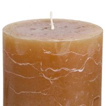 Product Solid-colored caramel pillar candles 70×100mm Set of 4 - Rustic decoration, long burning time, brown candles for coziness