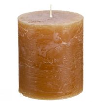 Product Solid-colored caramel pillar candles 70×80mm, set of 4 - Rustic decoration, ideal for Advent, handmade