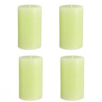 Product Set of 4 lime green pillar candles - Elegant table decoration &amp; home ambience candles, 70x120mm - Ideal for celebrations and everyday use