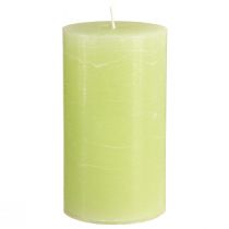 Product Solid-color pillar candles, lime green, 85×150mm, set of 2, high-quality candles for home ambiance &amp; decoration