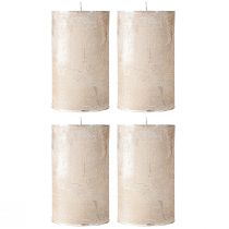 Product Platinum-colored pillar candles, 60x100mm, set of 4 - Long burning time, premium quality