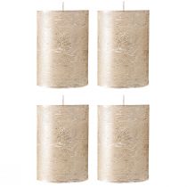 Product Platinum Metallic Pillar Candles 70x100mm 4-Piece Set - Elegant Table Decoration Premium Candles Long Burning Time