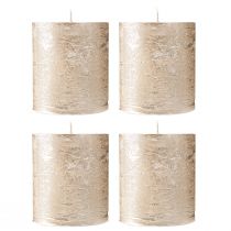 Product Platinum-colored pillar candles, 70x80mm, set of 4, long burning time, high-quality decorative candles