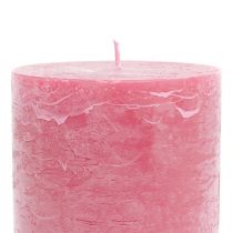 Product Pink pillar candles, dyed throughout, long burning, 85x150mm, set of 2 – perfect for decoration &amp; gift