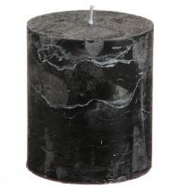 Product Solid black pillar candles 70×80mm, set of 4 - Elegant decorative candles for Advent wreaths &amp; Halloween