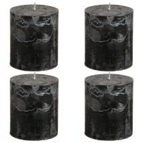 Product Solid black pillar candles 70×80mm, set of 4 - Elegant decorative candles for Advent wreaths &amp; Halloween