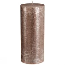 Product Solid-colored copper pillar candles, 85mm x 200mm, set of 2 - long burning time, festive metallic design for decoration
