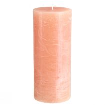 Product Set of 2 pillar candles, Peach design, 85x200mm - Long burning time, colored wax throughout for decoration &amp; relaxation
