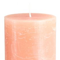Product Set of 2 pillar candles, Peach design, 85x200mm - Long burning time, colored wax throughout for decoration & relaxation