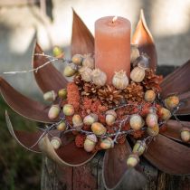 Product Set of 2 pillar candles, Peach design, 85x200mm - Long burning time, colored wax throughout for decoration &amp; relaxation