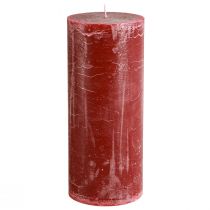 Product Dark red pillar candles with marble look, 85x200mm, set of 2 – long burning time for romance and festivity