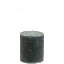 Product Solid-color pillar candles, anthracite, decorative candles, 70×80mm, set of 4