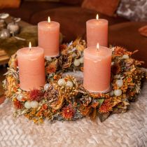 Product Solid-color pillar candles, orange peach, 85×150mm, set of 2, long burning time, decorative candles