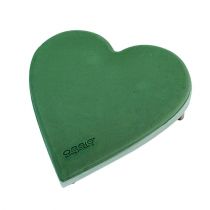 Floral foam heart with click system plug size green 20cm 2pcs