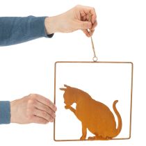 Product Decorative rusted metal cat ornament, rust decoration for hanging, 24.5cm