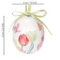 Product Easter egg decoration, tulip motif with ribbon for hanging and spring decoration, 6cm, 12 pieces
