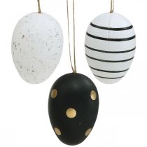 Easter eggs for hanging Black White Gold Assorted H6cm 12pcs